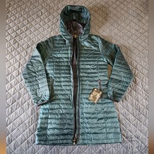 BNWT Womens Eddie Bauer Hooded Microlight Puffer Parka XS Peacock
